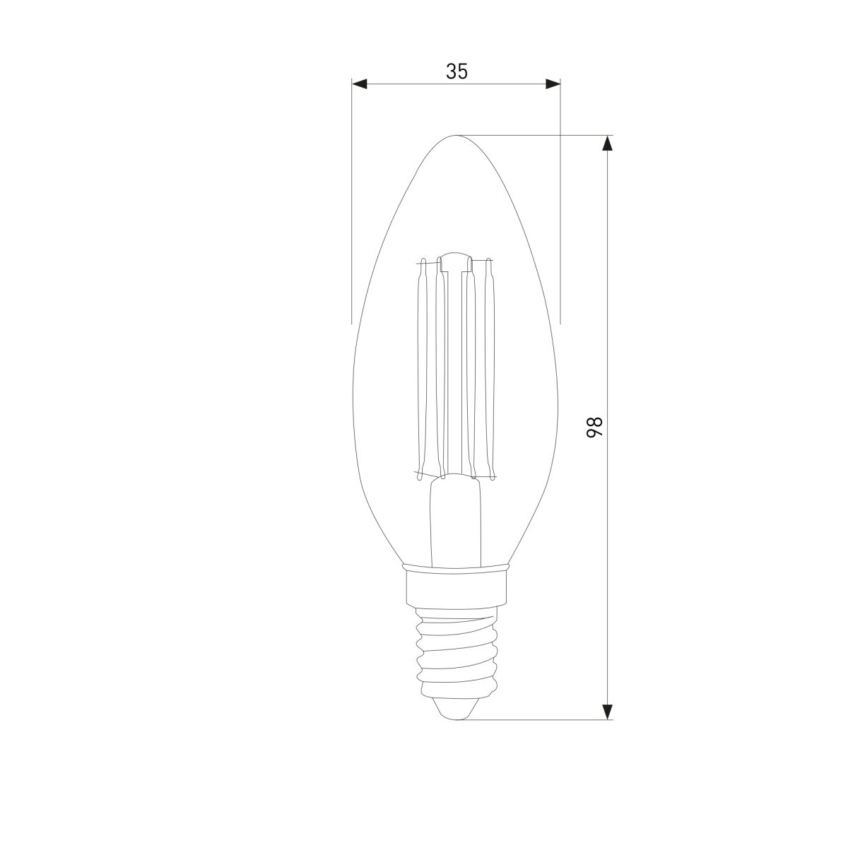 Филаментная светодиодная лампа "Свеча" C35 9W 4200K E14 (CW35 прозрачный) BLE1426 — изображение 3